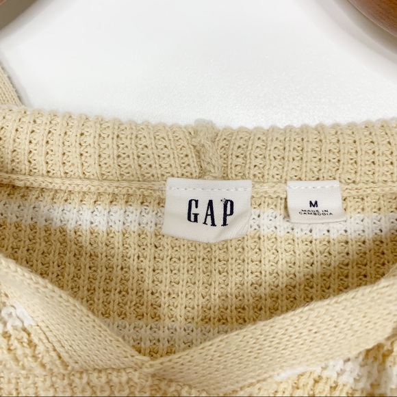 Gap Beach Hoodie Sweater, Tan and White Stripe, Size Medium - Picture 3 of 4